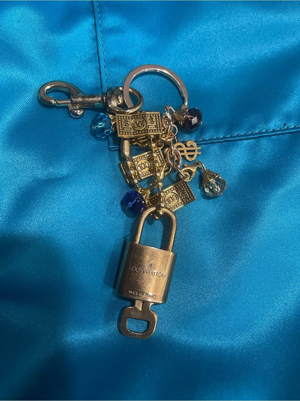 #22 Choice of 1 Key/Bag Charm -Tone Padlock Key Charms with Various Accents